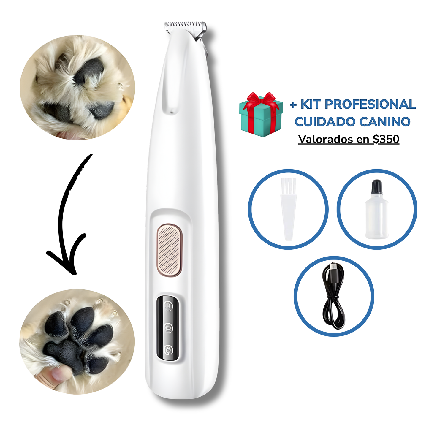 Zabyro™ Cortapelos Silencioso con Luz LED